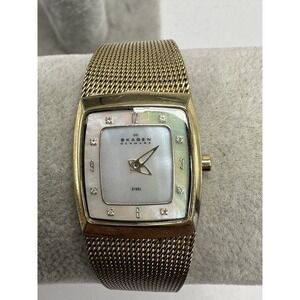 Skagen Denmark‎ 380XSGG1 New Battery Ladies MOP Watch 21MM 7.5" L78